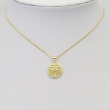 Load image into Gallery viewer, Clear CZ Gold Heart Tree On Mother of Pearl Charm, Sku#LK889