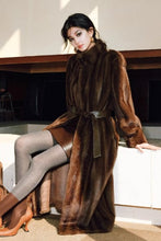 Load image into Gallery viewer, Mink-textured Three-dimensional Silhouette Belt Eco-fur Coat