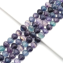 Load image into Gallery viewer, Genuine Fluorite smooth Heart Beads, 14mm, Sku#U1565