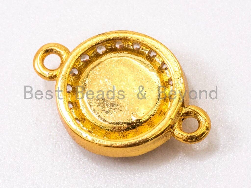 CZ Micro Pave Round connector/Link Finding, Green Opal, CZ micro paved, Cubic Zirconia CZ Connector, 9x13mm, sku#A71