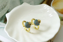 Load image into Gallery viewer, Turquoise CZ Heart Open Ring, Sku#B142