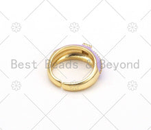 Load image into Gallery viewer, Pave Baguette CZ Colorful Enamel Adjustable Ring,Sku#X241