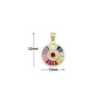 Load image into Gallery viewer, Colorful Baguette CZ Gold Round Coin Charm Pendant,Sku#LX862