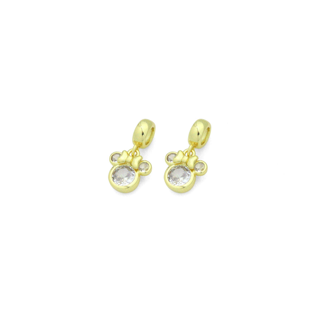 Large Hole CZ bezel bow head Pendant, Sku#LK1168