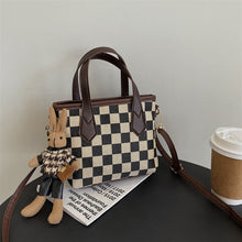 Load image into Gallery viewer, Women's Houndstooth Shoulder Bag | Checkered Wool Crossbody Handbag &amp; Messenger Tote