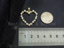 Load image into Gallery viewer, Gold Filled  Pearl Open Heart Shape Pendant,Necklace Bracelet Pendant,Sku#LD101