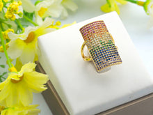 Load image into Gallery viewer, Multicolor CZ Rectangle Statment Ring,X62