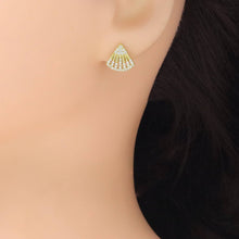 Load image into Gallery viewer, Clear CZ Fan Shape Stud Earrings, Sku#A417