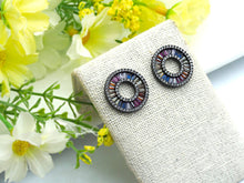 Load image into Gallery viewer, Micro Pave  Rainbow CZ Circle Earring,J89