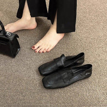 Load image into Gallery viewer, Women's French-Style Retro Square Toe Flat Casual Shoes - Slip-On Comfort Loafers