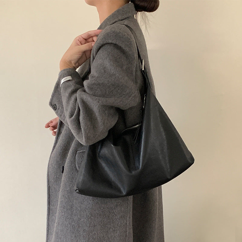 Genuine Full-Grain Cowhide Leather Shoulder Tote Bag – Soft Structured Women's Handbag
