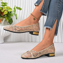 Load image into Gallery viewer, Women's Pointed Toe Mesh Bow Heels – Breathable Slip-On Chunky Low Heel Dress Shoes