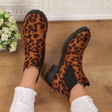 Load image into Gallery viewer, Leopard Print Ankle Boots Women - Mid Heel Chunky Sole Slip-On Boots