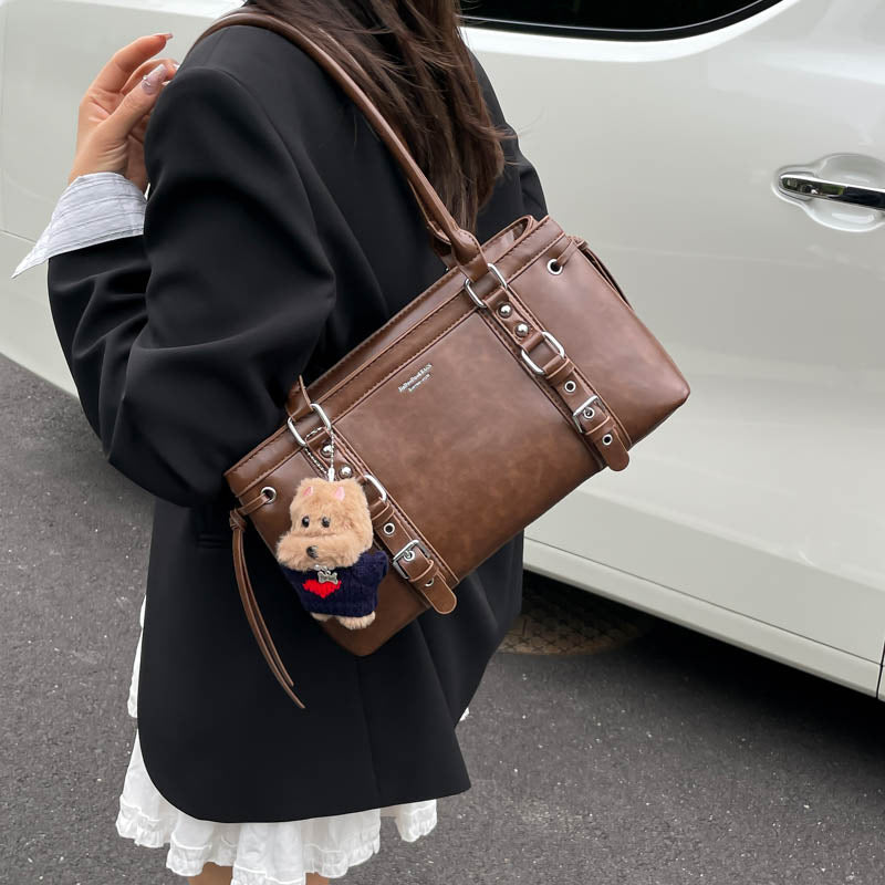 Women's Large-Capacity PU Leather Shoulder Bag – Versatile Under-Arm Commuter Handbag
