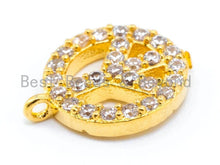 Load image into Gallery viewer, CZ Micro Pave Peace Sign Round Charm, sku#B15