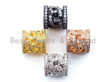 Load image into Gallery viewer, CZ Micro Pave Big Hole Cylinder Spacer Beads, Large Hole Pave beads, Cubic Zirconia Tube Spacer Beads, 10mm, sku#C17