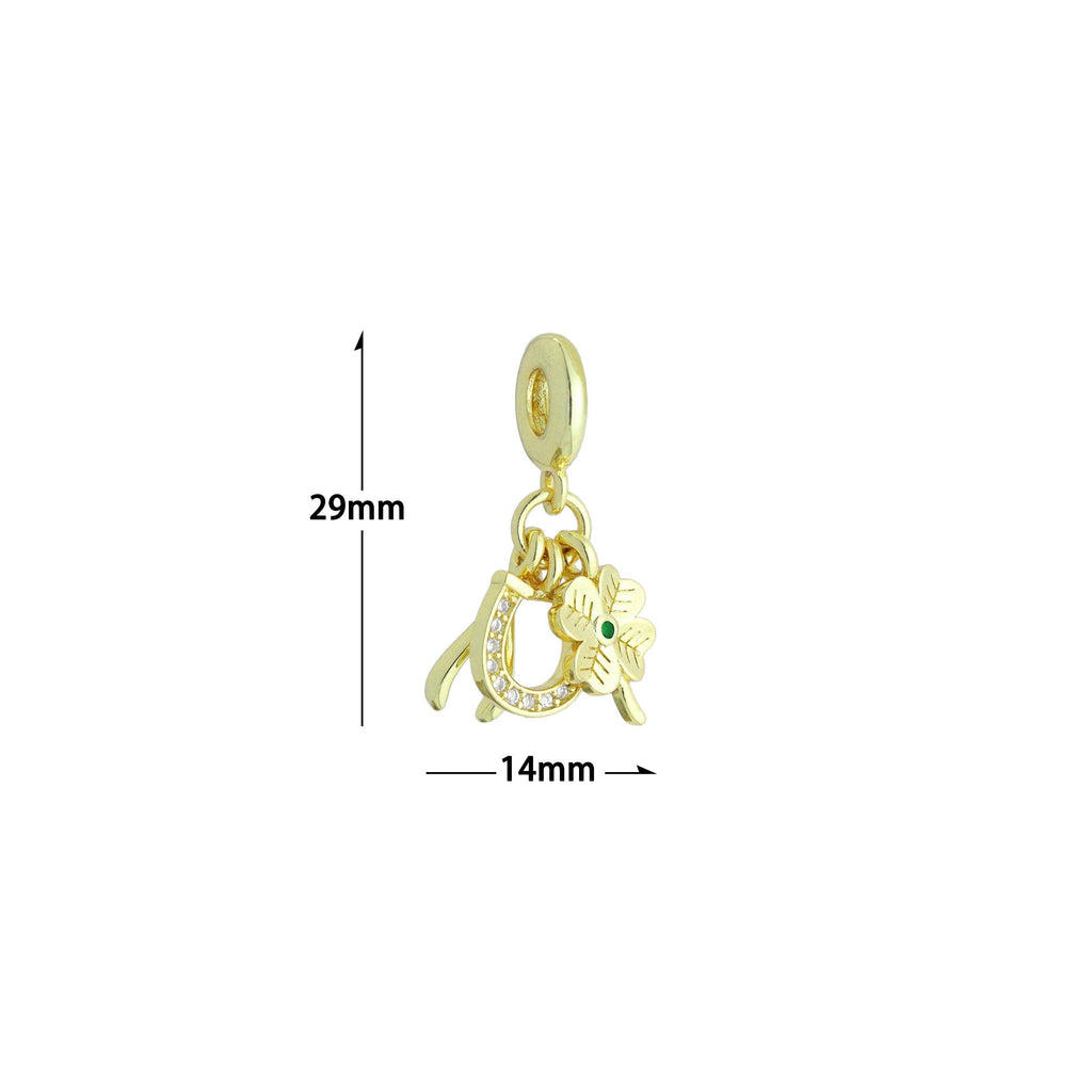 Flower Horseshoe Wishbone Charm Pendant,Sku#LD721