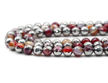 Load image into Gallery viewer, Half Silver Plated Natural Red Banded Agate Roudn Faceted Beads, Sku#UA252