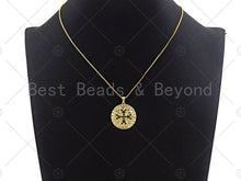 Load image into Gallery viewer, 18K Gold Black CZ Cross On Round Coin Shape Pendant, Gold Coin Charm, Cross Pave Pendant, Men's Jewerly Findings, 25mm, Sku#LK61