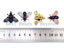 Load image into Gallery viewer, BEE Inspired Charm, CZ Micro Pave Multi Color Insect Pendant, Cubic Zirconia Pendant,Gold/Rose Gold/Silver/Black,21x29x5mm,SKU#F454
