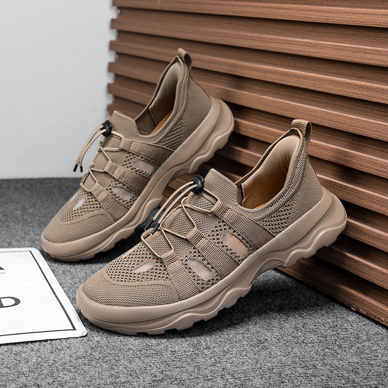 Men's Mesh Breathable Sneakers – Lightweight Color-Block Low-Top Athletic Shoes