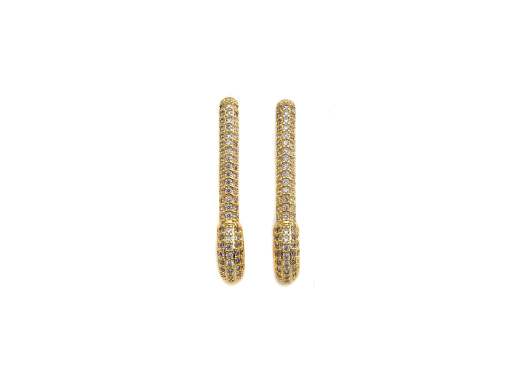 CZ Pave Safety Pin Dangle Earrings, X150