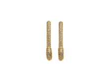 Load image into Gallery viewer, CZ Pave Safety Pin Dangle Earrings, X150