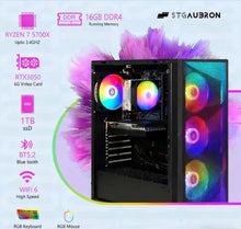Load image into Gallery viewer, Gaming PC Desktop Computer, AMD Ryzen 7 5700X up to 4.6G, Geforce RTX 3050 6G, 16GB DDR4, 1TB SSD, Wifi 6 &amp; BT 5.2, RGB Fan X4, Windows 11 Home