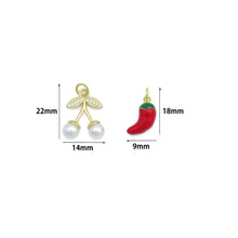 Load image into Gallery viewer, Clear CZ White Pearl Red Chili Charm Pendant,Sku#A495