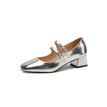 Load image into Gallery viewer, Women's Square Toe Chunky Heel Pumps - Elegant Low Heel Office Shoes