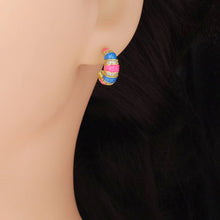 Load image into Gallery viewer, CZ Colorful Enamel Cute Huggie Earrings, Sku#A166