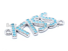 Load image into Gallery viewer, CZ Micro Pave Turquoise Kiss Connector, Cubic Zirconia Spacer Charms, Bracelet Letter Beads,12x32mm, sku#M117