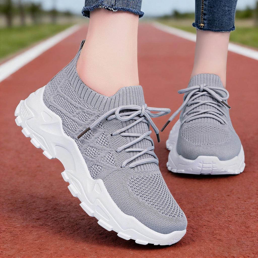 Women's Height Increasing Sneakers | Flyknit Dad Shoes with Padded Comfort Sole & Mesh Lining