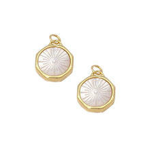 Load image into Gallery viewer, CZ Gold Mother of Pearl Round Charm, Sku#LX198