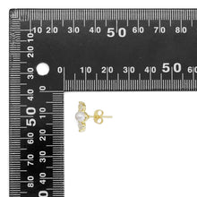 Load image into Gallery viewer, Pearl Gold Clear CZ Bar Stud Earrings, Sku#LD477
