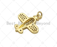 Load image into Gallery viewer, CZ Micro Pave Airplane Shape Pendant/Charm,Cubic Zirconia Charm, Necklace Bracelet Charm Pendant,18x19mm, Sku#LK256