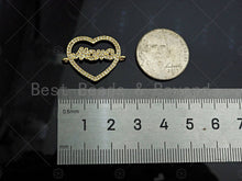 Load image into Gallery viewer, Gold Filled CZ Micro Pave Mama Word On Heart Shape Connector,18K Gold Filled Mama Charm, Mother's Day Gift, 25x18mm,Sku#LD109