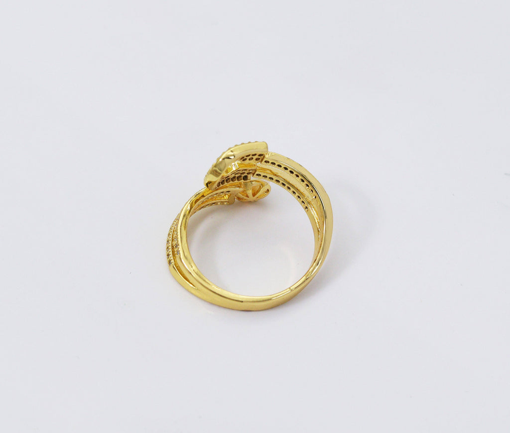 CZ Mother of Pearl and Paperclips Open Ring, Sku#LD242