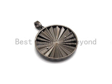Load image into Gallery viewer, Large Pleat Round With CZ Micro Pave Heart Pendant, Cz Paved Charm/Focal Pendant, Necklace Charm Pendant, 35x38mm,sku#F661