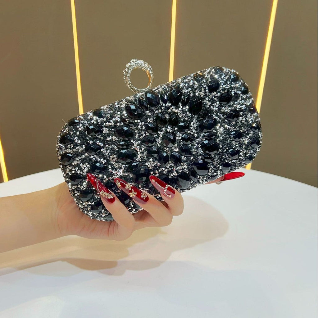Women's Diamond Embellished Crossbody Clutch Bag | Chain Shoulder Bag