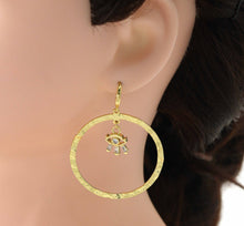 Load image into Gallery viewer, CZ Evil Eye On Round Ring Large Hoop Earrings, Sku#B182