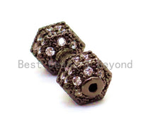 Load image into Gallery viewer, CZ Dumbbell Clear Micro Pave Beads, Cubic Zirconia Spacer Beads, Fitness Barbell Spacer, Men's Bracelet Charms, 16x6mm sku#G129