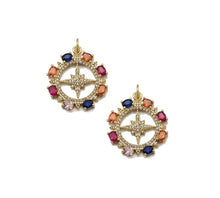 Load image into Gallery viewer, Colorful Stone Gold North Star Round Charm, Sku#LX115