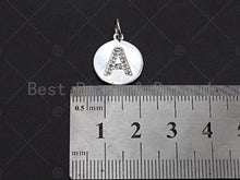 Load image into Gallery viewer, CZ Micro Pave A-Z Capital Letter Coin Pendant/Charm, Pave Initial Charm, Cubic Zirconia Initial Pendant Charm,15x17mm,sku#Z603