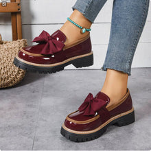 Load image into Gallery viewer, Women's Patent Leather Chunky Heel Loafers | Color-Block Slip-On Shoes EU 36–43