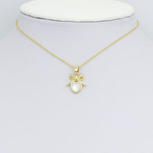 Load image into Gallery viewer, Clear CZ Gold Bow Mop Heart Charm Pendant, Sku#LX810