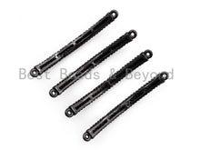 Load image into Gallery viewer, Black CZ Pave On Black Micro Pave Curved Bar Connector for Bracelet,Black Round Tube Connector/Link Connector, 4x37mm,sku#G311