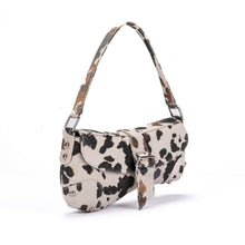 Load image into Gallery viewer, Leopard Print Underarm Bag - Distressed Canvas Shoulder Bag for Women