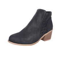 Load image into Gallery viewer, Women's Chunky Heel Pointed Toe Cutout Ankle Boots | British Style Side Zipper Booties | Sarah Express