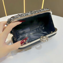 Load image into Gallery viewer, Women's Diamond Embellished Crossbody Clutch Bag | Chain Shoulder Bag